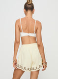 Llyge Jamari Linen Blend Shorts Cream / Brown