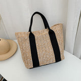 Llyge summer Trend Straw Bags New Popular Hit Color Handbags for Women 2023 Designer Luxury Zipper Color Matching Tote Bag