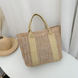 Llyge summer Trend Straw Bags New Popular Hit Color Handbags for Women 2023 Designer Luxury Zipper Color Matching Tote Bag
