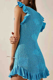 Llyge Knitted Ruffled Sleeveless Mini Dress