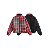 2024 fall fashion trends Staffpick American Retro Plaid Cotton-Padded Coat Couple Winter Coat Men's and Women's Double-Sided Stand Collar Cotton-Padded Coat My60