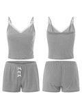 Llyge Women Striped Pajama Set Lace Trim V-neck Sleeveless Slim Camisole with Bow Shorts Comfy Cozy Sleepwear Loungewear for Female