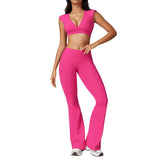 Llyge Sexy High Waist Yoga Set Push Up Sports Suit Bra and Bell Pants Gym Sports Suit Two Piece Set Pilates Sports Nylon Fabric