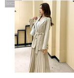 Llyge Spring Women Lace Up Blazer Skirt 2 Piece Set  Autumn New Elegant Long-sleeved Slim Jacket Female Suit Clothing