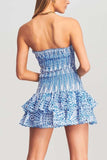 Llyge Shirred Off-The-Shoulder Embroidery Tiered Dress