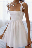 Llyge Solid Color Strappy A-Line Mini Dress