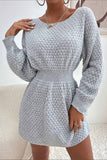 Llyge U Neck Cinched Waist Knitted Mini Dress