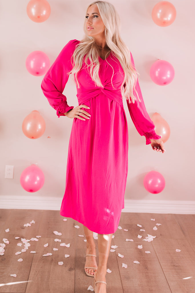 LLYGE Barbie Dream Fall Outfits Twist Front V-Neck Flounce Sleeve Dress