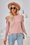 LLYGE 2023 Autumn New Fall Outfit  Round Neck Puff Sleeve Blouse