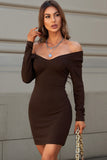 LLYGE 2023 Autumn New Fall Outfit Long Sleeve V-Neck Bodycon Dress