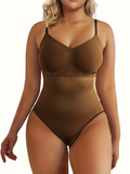 LLYGE Plus Size Casual Shapewear, Women's Plus Plain Breast Lifting Tummy Control Body Shaping Bodysuit