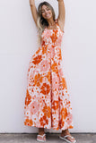 LLYGE Floral Tie-Shoulder Smocked Maxi Dress