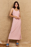 LLYGE Sweet Talk Stripe Texture Knit Maxi Dress in Dusty Pink/Ivory