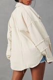 Llyge Apricot Casual Solid Patchwork Turndown Collar Long Sleeve Regular Denim Jacket