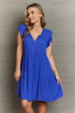 LLYGE Early Autumn New Full Size Peasant Neckline Tiered Dress