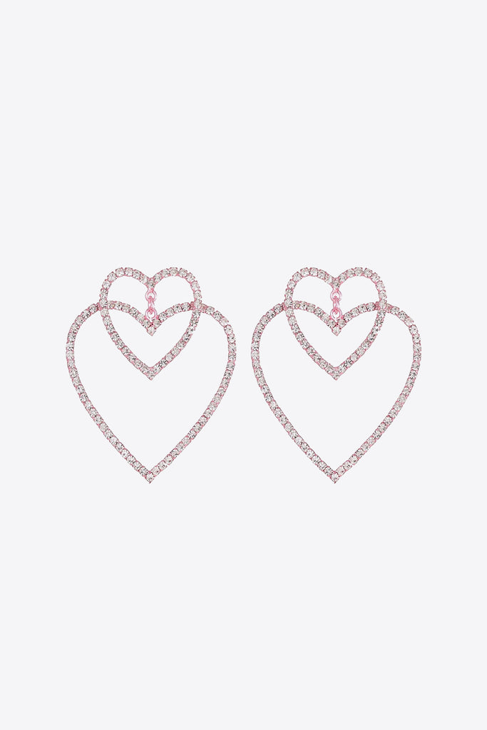 LLYGE Barbie Dream Glass Stone Decor Heart Copper Earrings