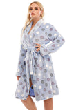LLYGE 2023 Autumn New Fall Outfits Plus Size Printed Tie Waist Robe with Pocket