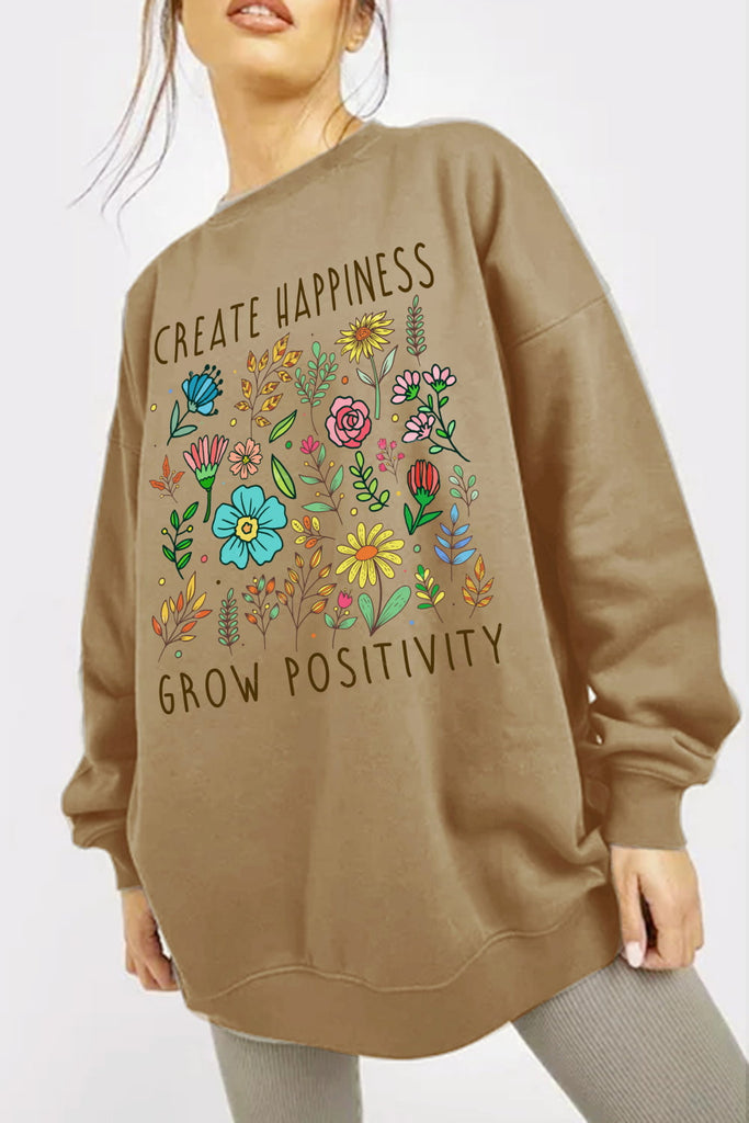 LLYGE Simply Love Full Size CREATE HAPPINESS  GROW Graphic Sweatshirt