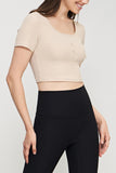 LLYGE Round Neck Short Sleeve Cropped Sports Top