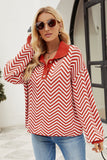 LLYGE Early Autumn New Striped Collared Neck Buttoned Pullover Sweater