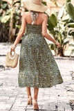 Llyge Floral Strapless Slit Midi Dress with Pockets