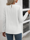 LLYGE Early Autumn New Ruched Round Neck Puff Sleeve Blouse