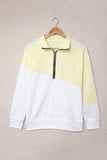 LLYGE Early Autumn New Contrast Zip-Up Collared Neck Dropped Shoulder Blouse