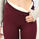 Llyge - Solid Fuzzy Thermal Bottom, Comfy & Soft Stretchy Pant, Women's Lingerie & Sleepwear