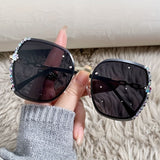 Llyge - Rhinestone Decor Rimless Fashion Sunglasses For Women Casual Gradient Glasses For Summer Beach Party