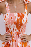 LLYGE Floral Tie-Shoulder Smocked Maxi Dress