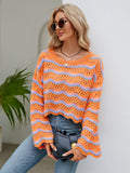 LLYGE Early Autumn New Round Neck Openwork Flare Sleeve Knit Top