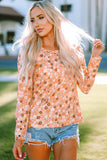 LLYGE Early Autumn New Floral Print Round Neck Long Sleeve Tee