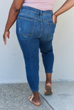 Back to school season LLYGE Judy Blue Aila Short Full Size Mid Rise Cropped Relax Fit Jeans