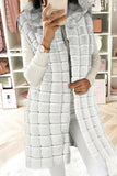 Llyge - White Casual Solid Patchwork Cardigan Hooded Collar Outerwear