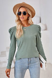 LLYGE 2023 Autumn New Fall Outfit  Round Neck Puff Sleeve Blouse