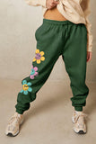 LLYGE Early Autumn New Simply Love Full Size Drawstring Flower Graphic Long Sweatpants