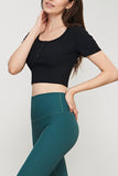 LLYGE Round Neck Short Sleeve Cropped Sports Top