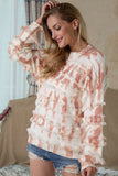 LLYGE 2023 Autumn New Fall Outfits Round Neck Tie Dye Raw Hem Pullover Sweater