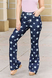 LLYGE 2023 Autumn New Fall Outfits Full Size High Waist Star Print Flare Jeans