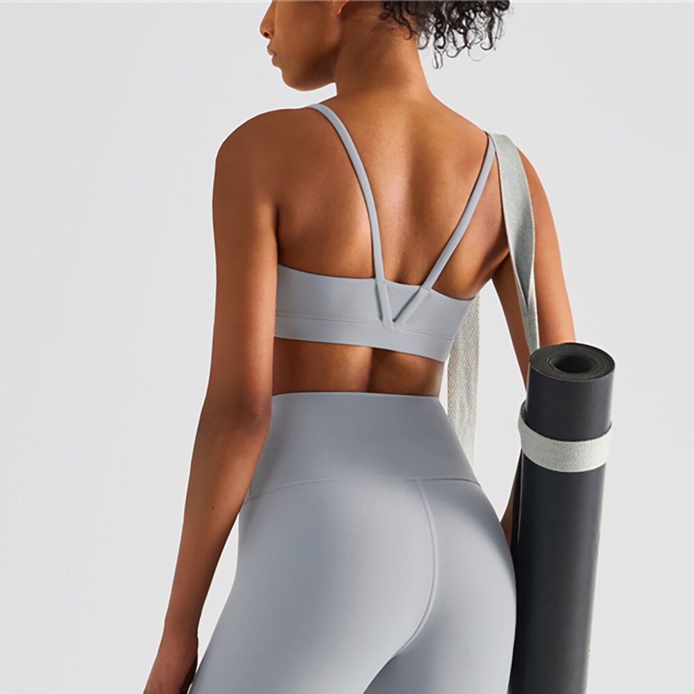 Llyge Strappy Sports Bra For Women Luxury Gym  Yoga Bra Gather Fitness Push Up Training Running Female Sport Vest