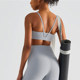 Llyge Strappy Sports Bra For Women Luxury Gym  Yoga Bra Gather Fitness Push Up Training Running Female Sport Vest
