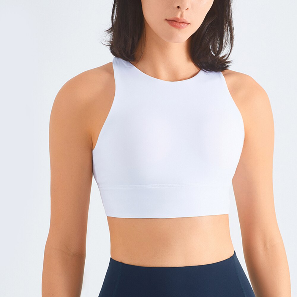 Llyge New Arrival Women Padded Sports Bra Shock Absorption Breathable No Move Fitting Tops High Neck Good Elastic Yoga Vest