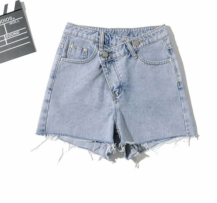 Back To School  Vintage Tassel Blue Denim Shorts Women Casual High Waist Bottoms 2022 Summer Streetwear Fashion Solid Color Jeans Shorts