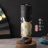 Llyge 2023 Portable Thermos Bottle Coffee Tea Mug Chinese Style Smart Temperature Display Vacuum Flask Water Bottle With Filter Thermos Cup
