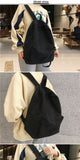 LLYGE Fashion Female Bookbag Cotton Women Backpack For Teenagers Girl College Men Black School Bag Student Mochila