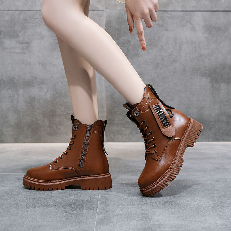 Llyge 2023 Women's Autumn Winter Martin Boots  Fashion Retro Platform Short Boots Woman Black Casual Goth Shoes Motorcycle Cool Boots
