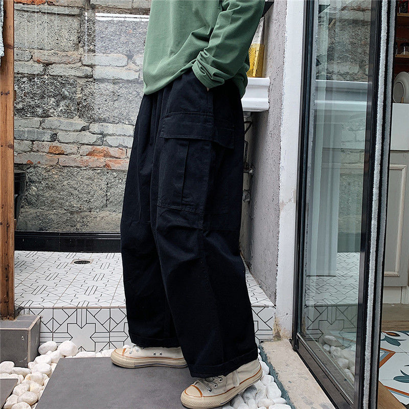 LLYGE Streetwear Khaki Cargo Pants Women Korean Fashion Hippie Black Wide Leg Trousers For Female Kpop Oversize Joggers