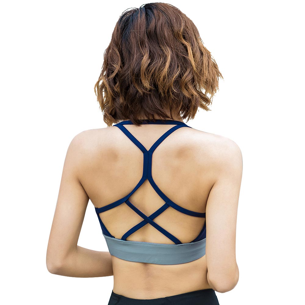 Llyge  Sports Bra Tops For Fitness Nylon Color Contrast Stretch Cross Back Outdoor Gym Jogging Workout Pilates Yoga Underwear