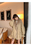 Llyge  2022 Fur Collar Khaki Sale Parke Down Jacket Double Breasted Women Winter Western Temperament Medium Length Small Coat