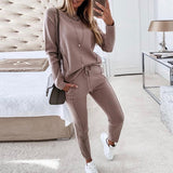 Llyge  2023 Spring Winter Long Sleeve Pullover Top Drawstring Pants Casual Trousers Two Piece Set Womens Tracksuit Clothing Sport Suits